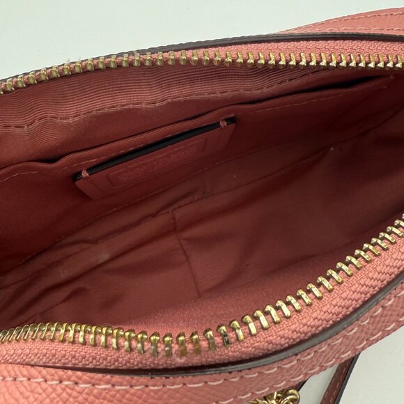 Coach Signature Leather Floral Shoulder Bag Purse w/ Gold Chain Strap - Picture 5 of 5